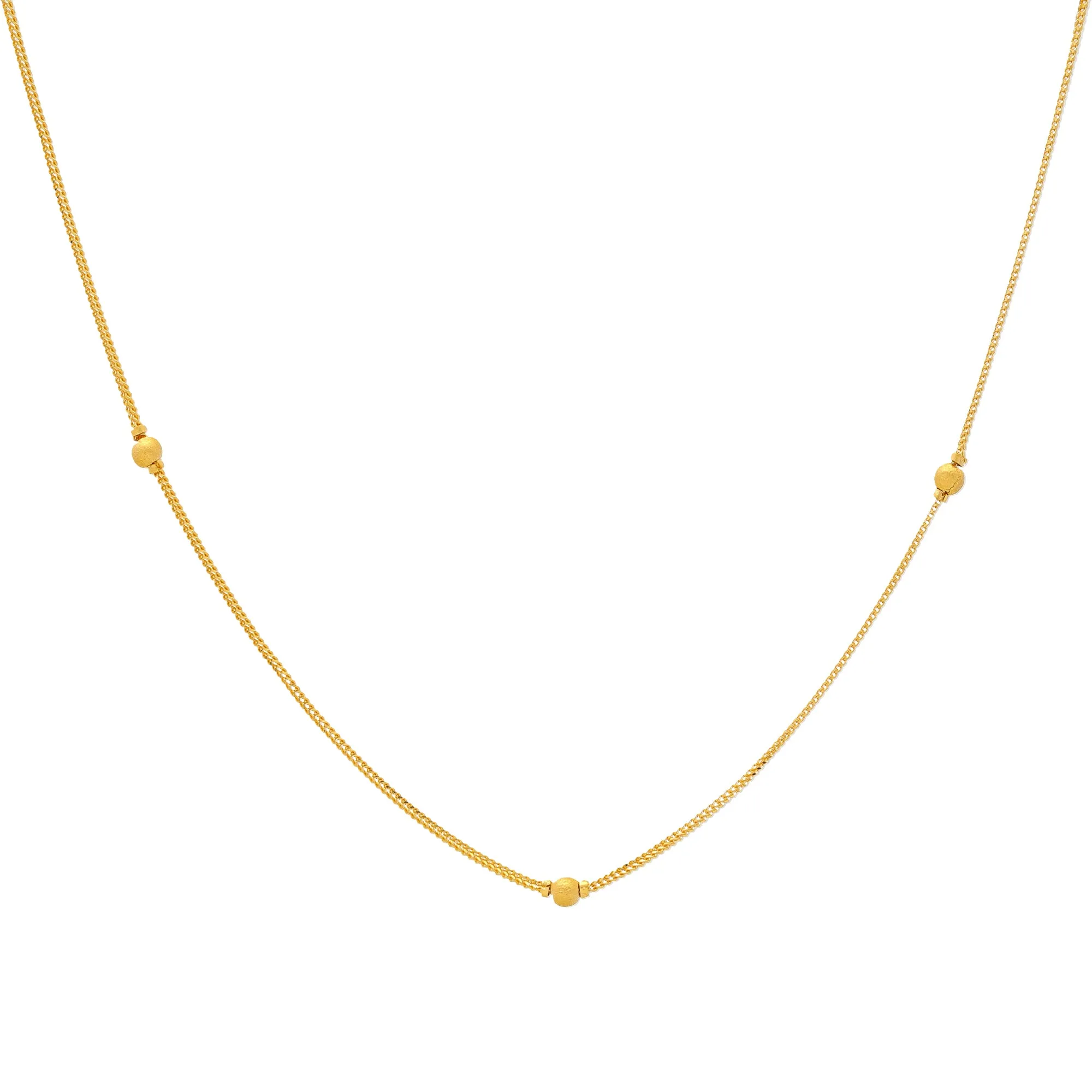 22K Yellow Gold 1mm Beaded Chain (11.1gm)