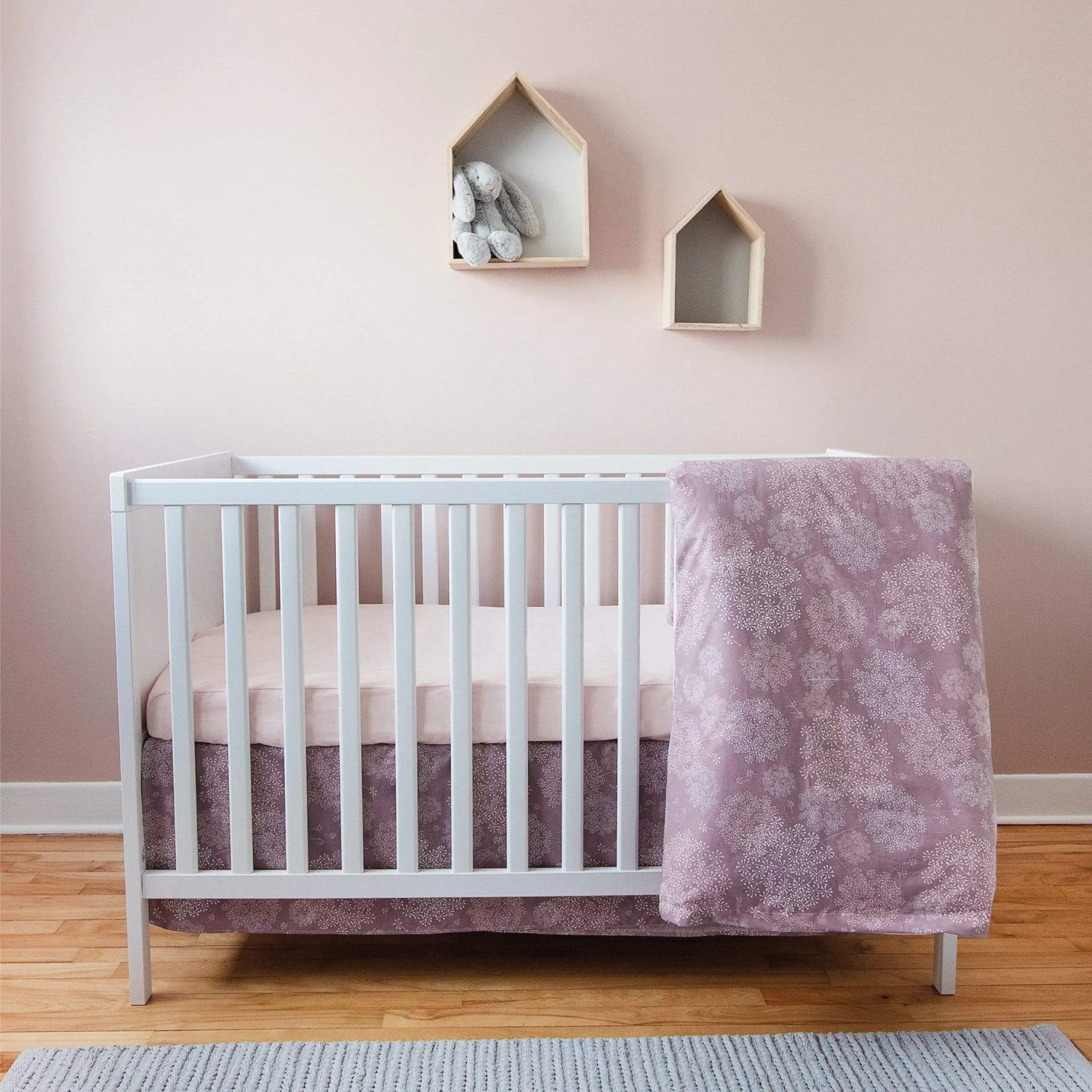 4 pieces crib set - Plum dandelions