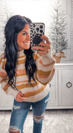 Allie Rose Cozy Striped Multi Sweater