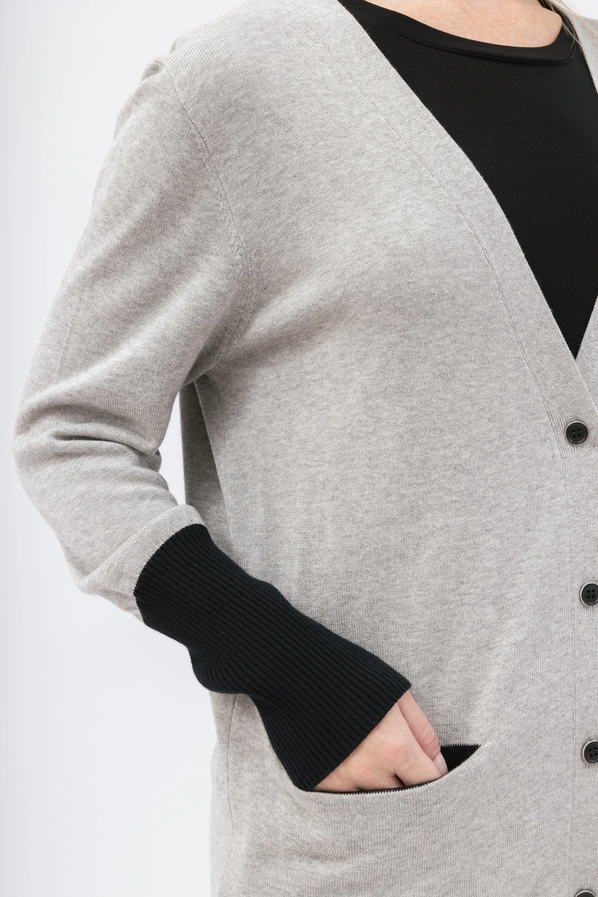 Bamboo Contrast Sleeve Cardigan