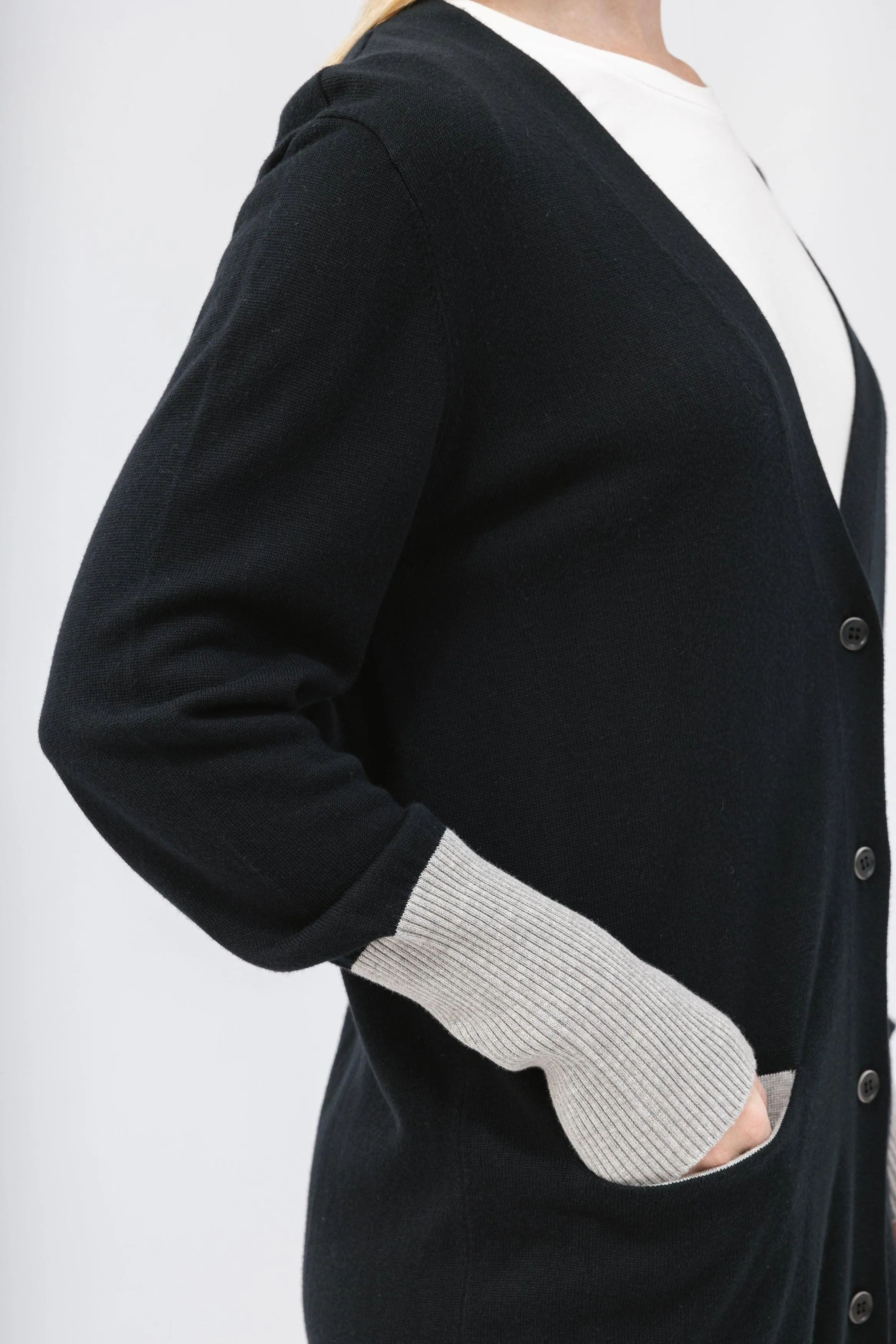 Bamboo Contrast Sleeve Cardigan