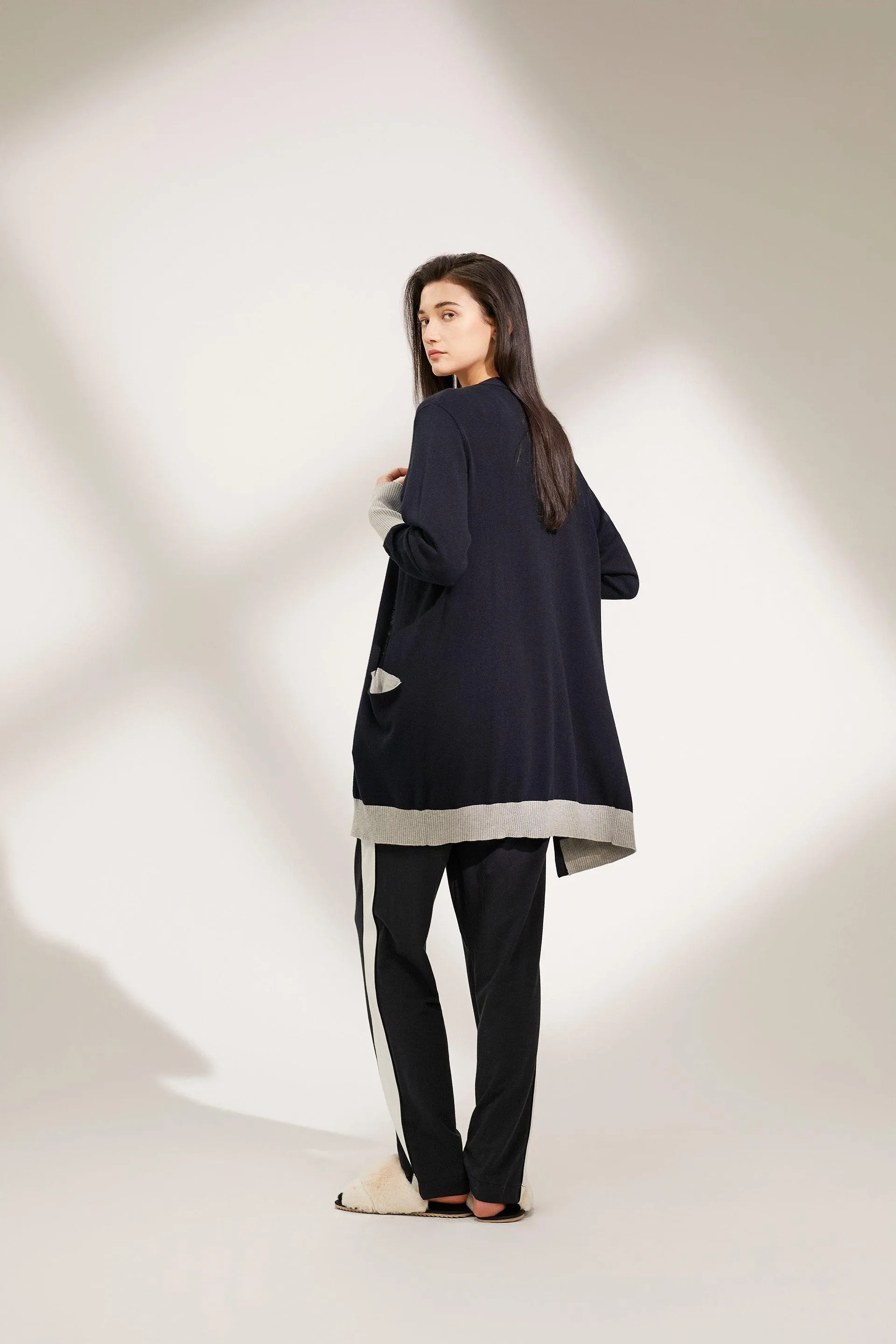 Bamboo Contrast Sleeve Cardigan