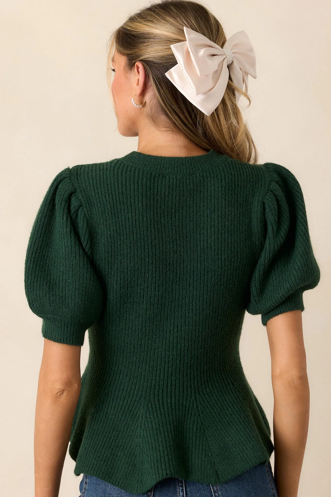 Beneath The Canopy Green Puff Sleeve Sweater