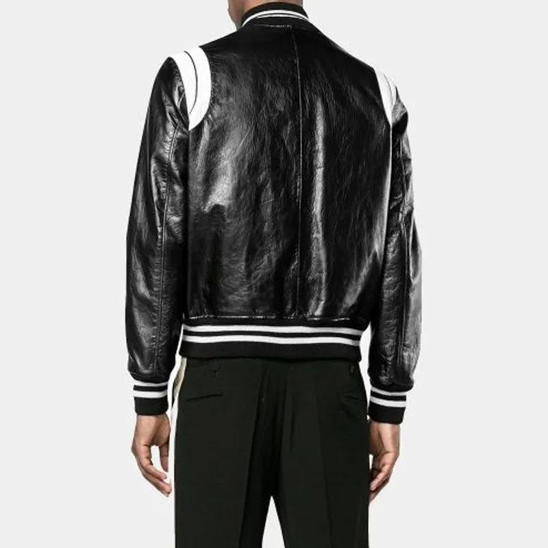 Best High Quality Saint Laurent Leather Varsity Jacket