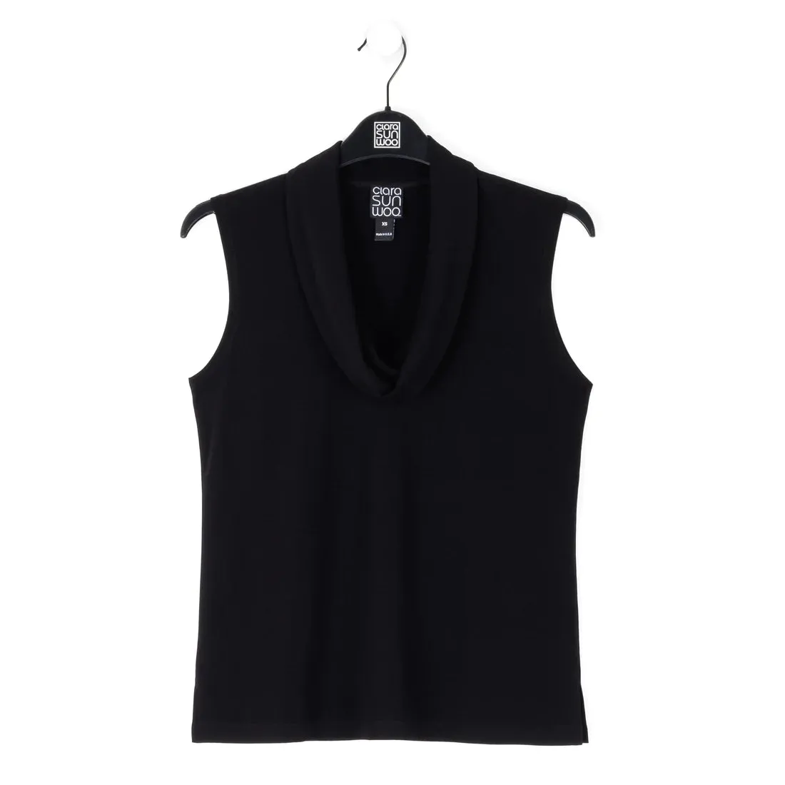 Black Sleeveless Drape Top