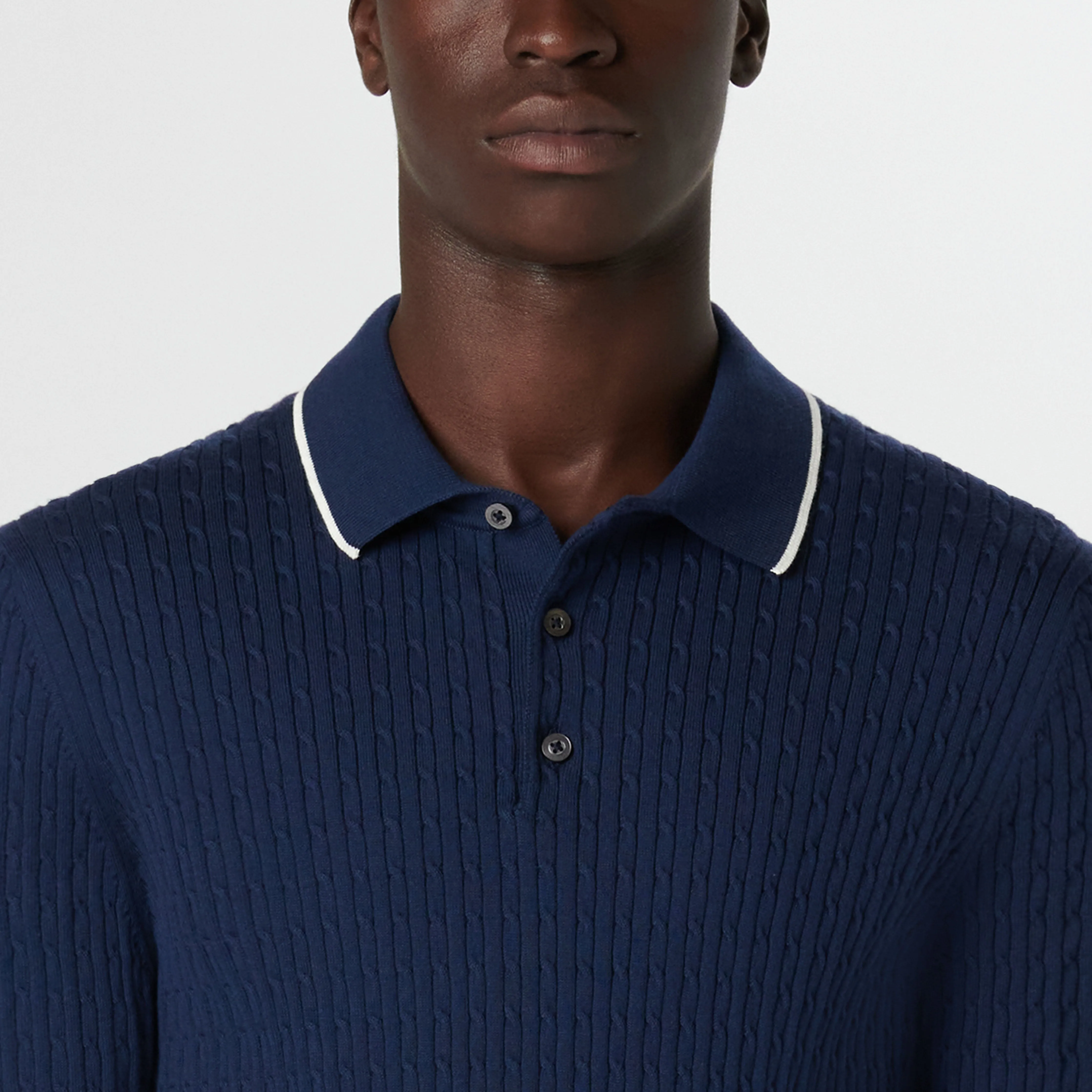 Cable Stitch Short Sleeve Polo Sweater