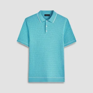 Cable Stitch Short Sleeve Polo Sweater