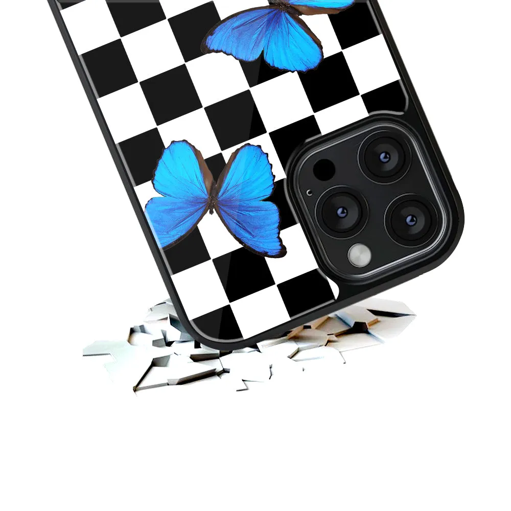 Checkered Butterflies Phone Cover | Glass Case