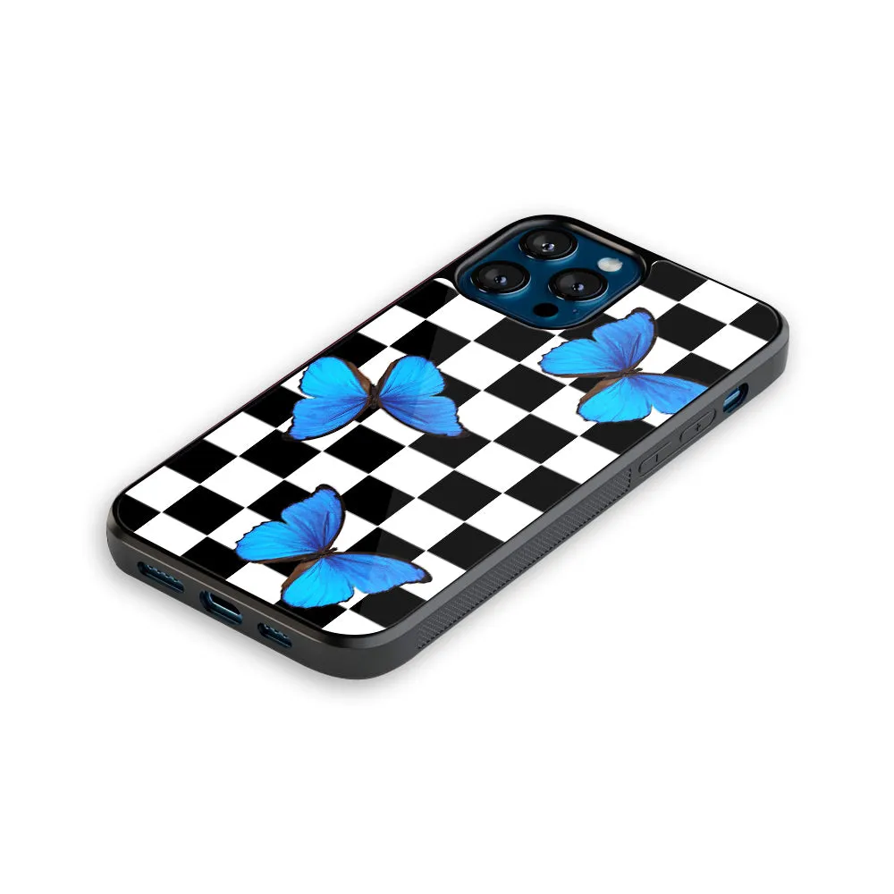 Checkered Butterflies Phone Cover | Glass Case