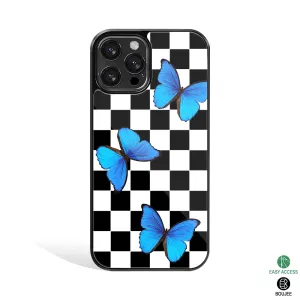 Checkered Butterflies Phone Cover | Glass Case