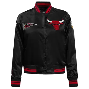 CHICAGO BULLS RETRO CLASSIC BB RIB SATIN JACKET (BLACK/RED/BLACK)