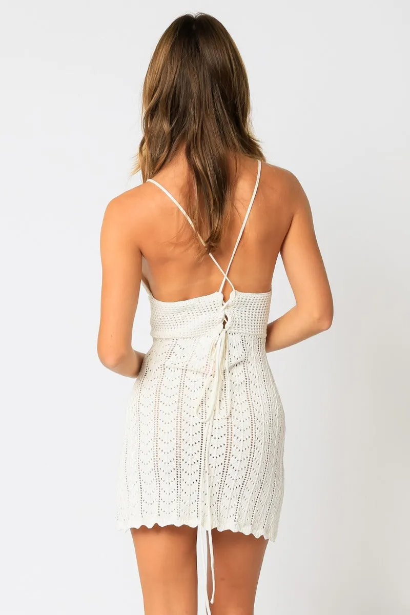 Crochet Tie Back Mini Dress