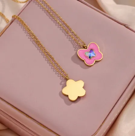 Cute Enamel Coated Floral Necklace