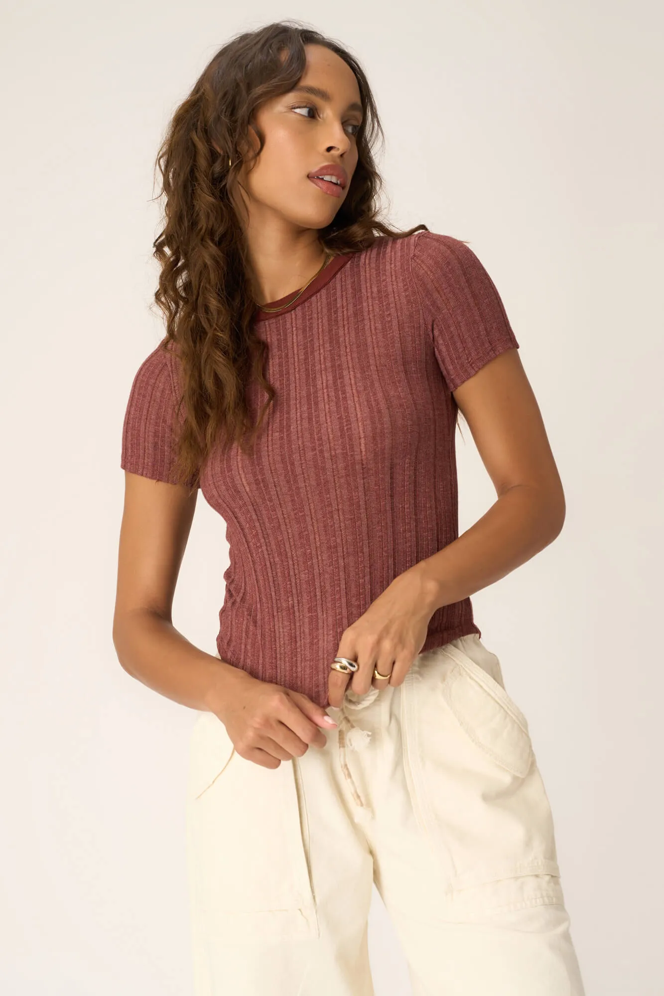 Everyday Textured Rib Tee - Summer Rust