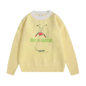 Faire Echo Winter Oversized Knit - Yellow Cartoon Sweater