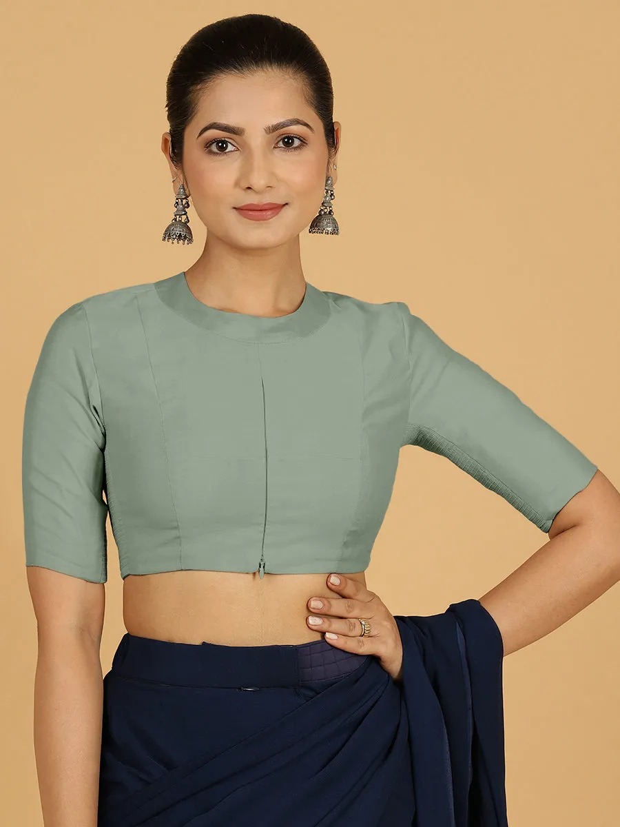 Farida x Rozaana | Regular Sleeves Saree Blouse in Mint Green