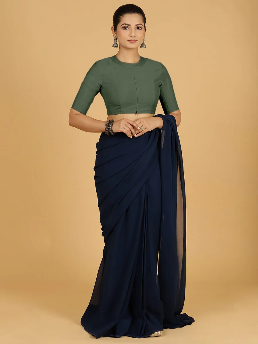 Farida x Rozaana | Regular Sleeves Saree Blouse in Pine Green