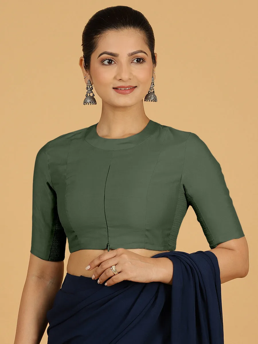 Farida x Rozaana | Regular Sleeves Saree Blouse in Pine Green