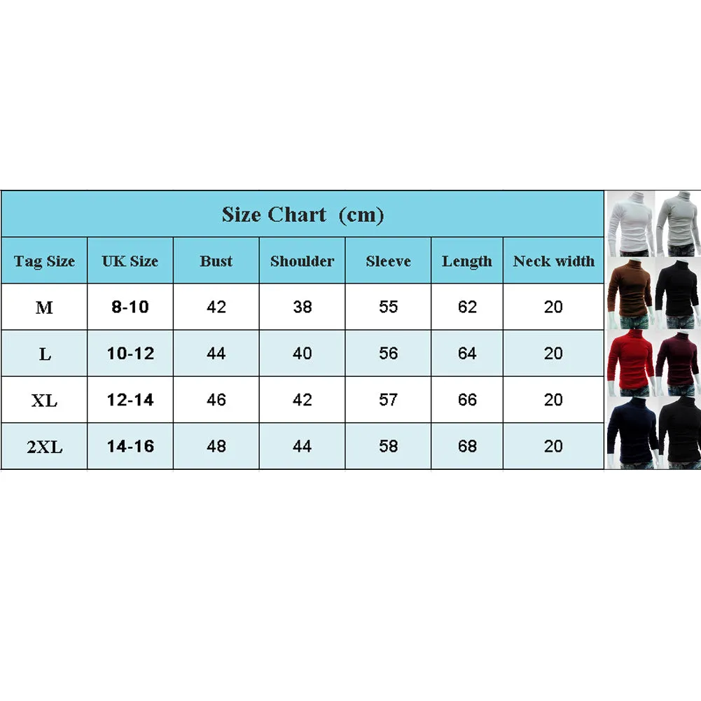 Fashion Casual Men's Autumn Winter Warm Cotton Blend High Neck Pullover Jumper Solid Sweater Tops Turtleneck