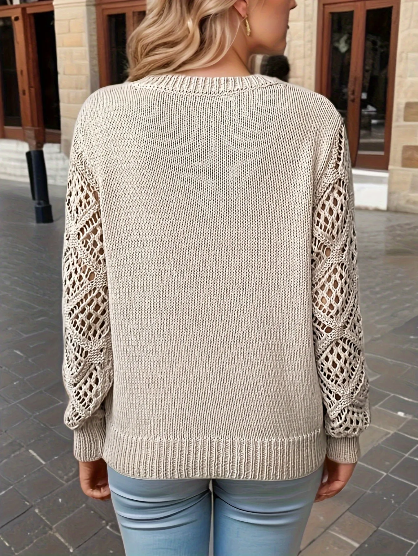 Fashionable Jacket Hollow Knitted Sweater For Women