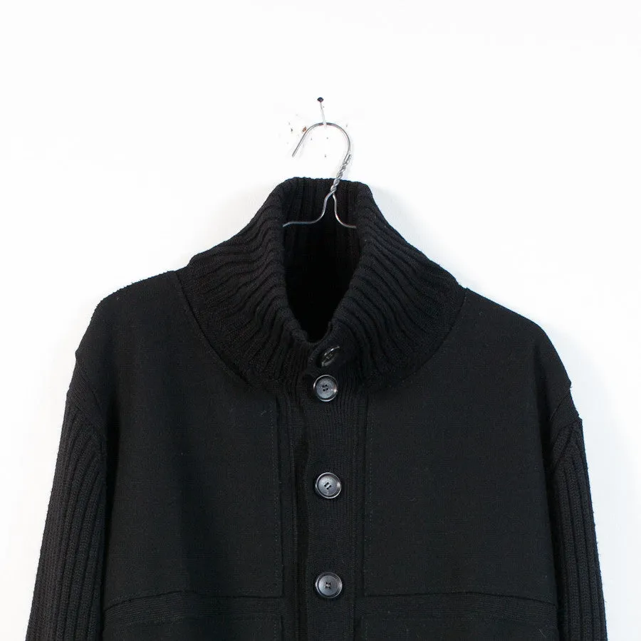 felt panel knit blouson