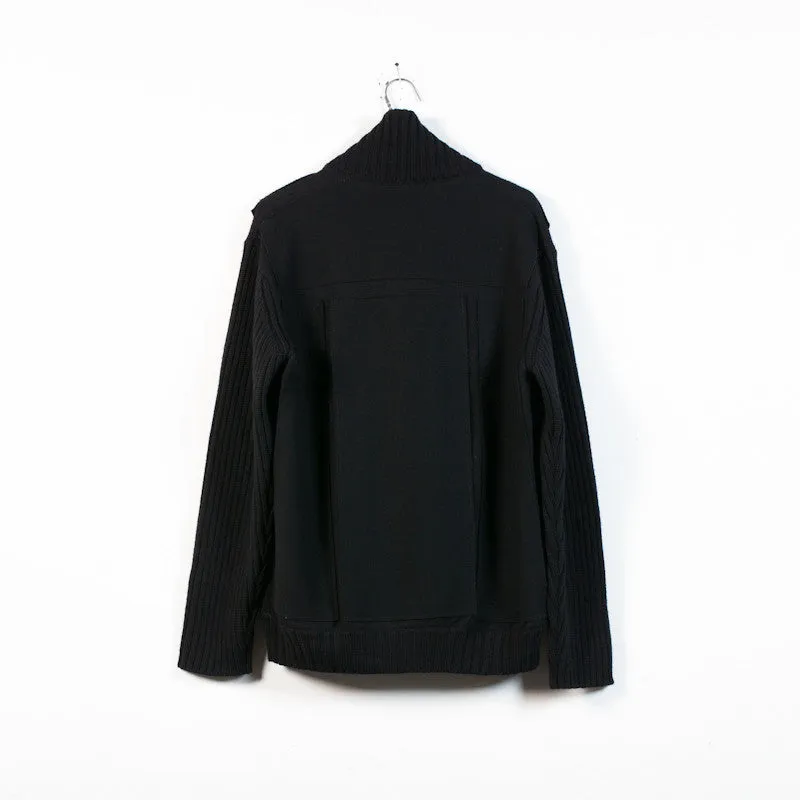 felt panel knit blouson