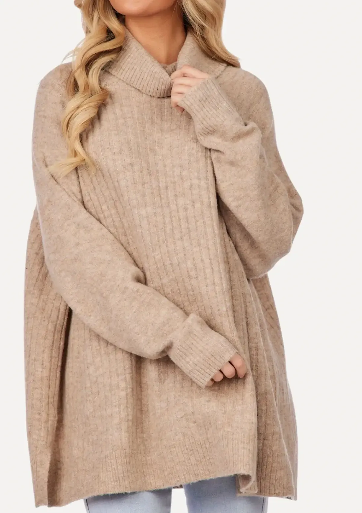 Freddie Ribbed Sweater - Tan