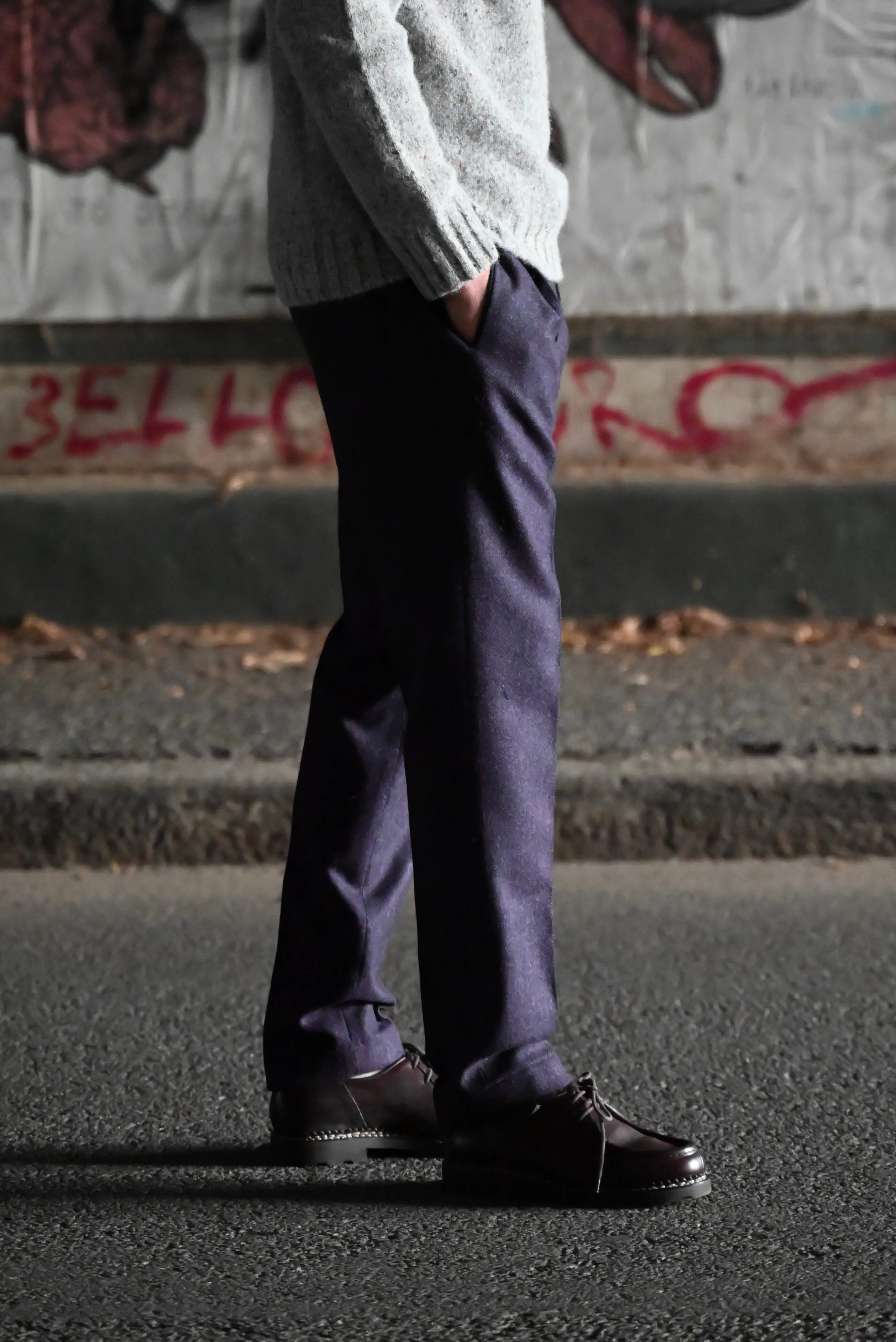 FRESH Wool Pleated Chino Pants In Purple