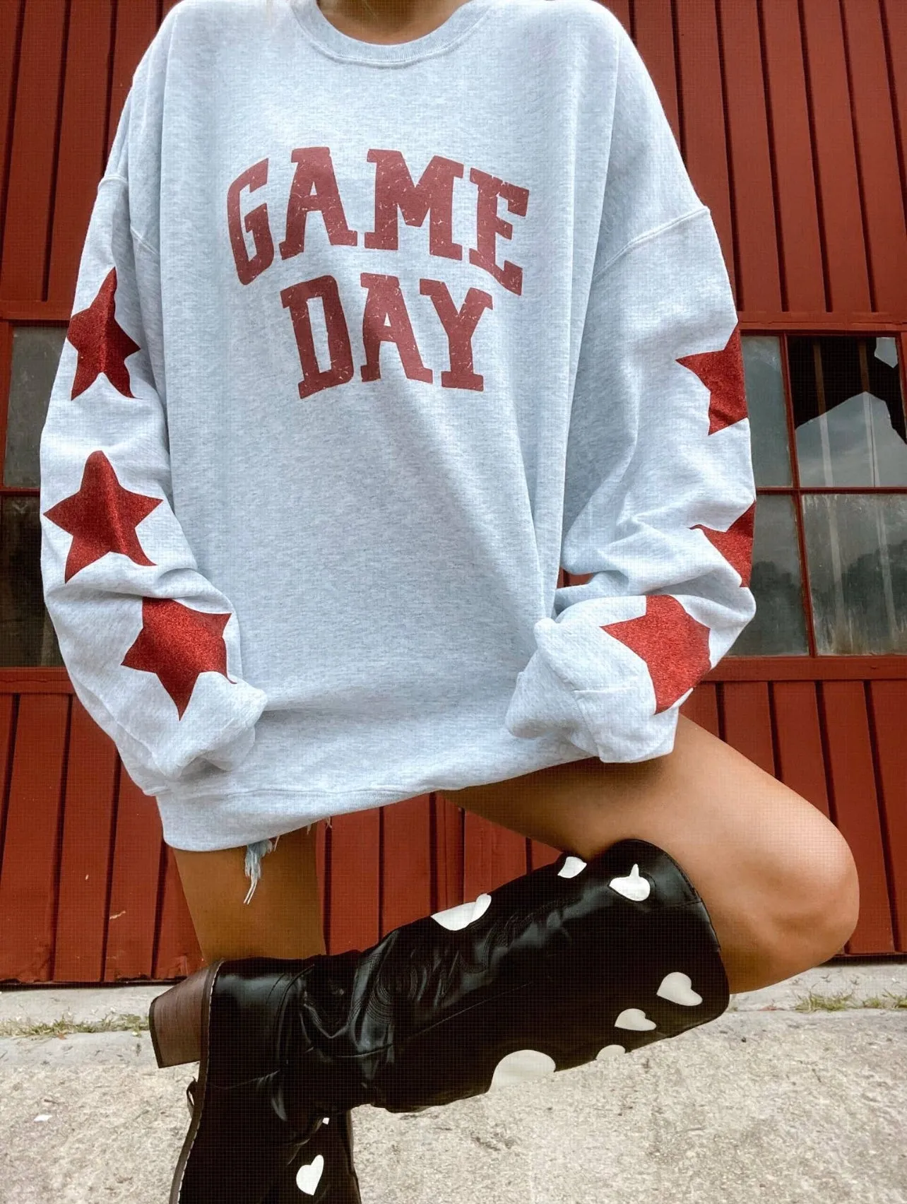 Game Day Distressed Vintage Couture Crewneck Sweatshirt