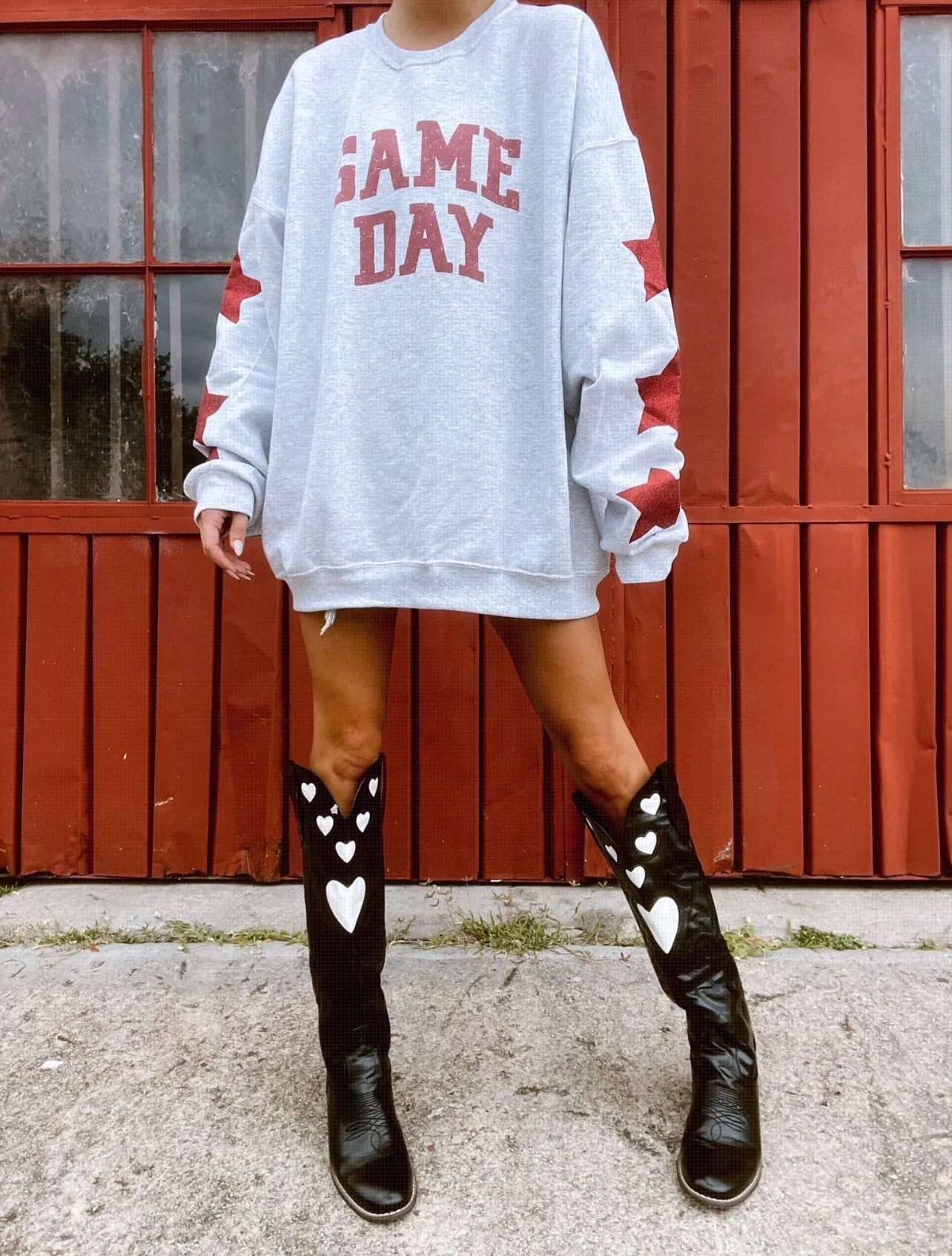 Game Day Distressed Vintage Couture Crewneck Sweatshirt