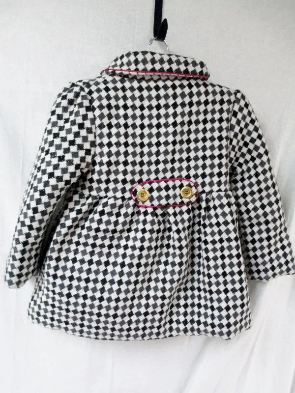 Girls Junior Youth PENELOPE MACK Dress JACKET Coat PARKA 6 BLACK WHITE CHECK