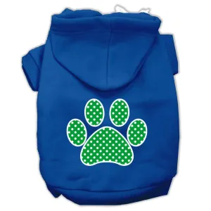 Green Swiss Dot Paw Screen Print Pet Hoodies Blue Size Sm (10)