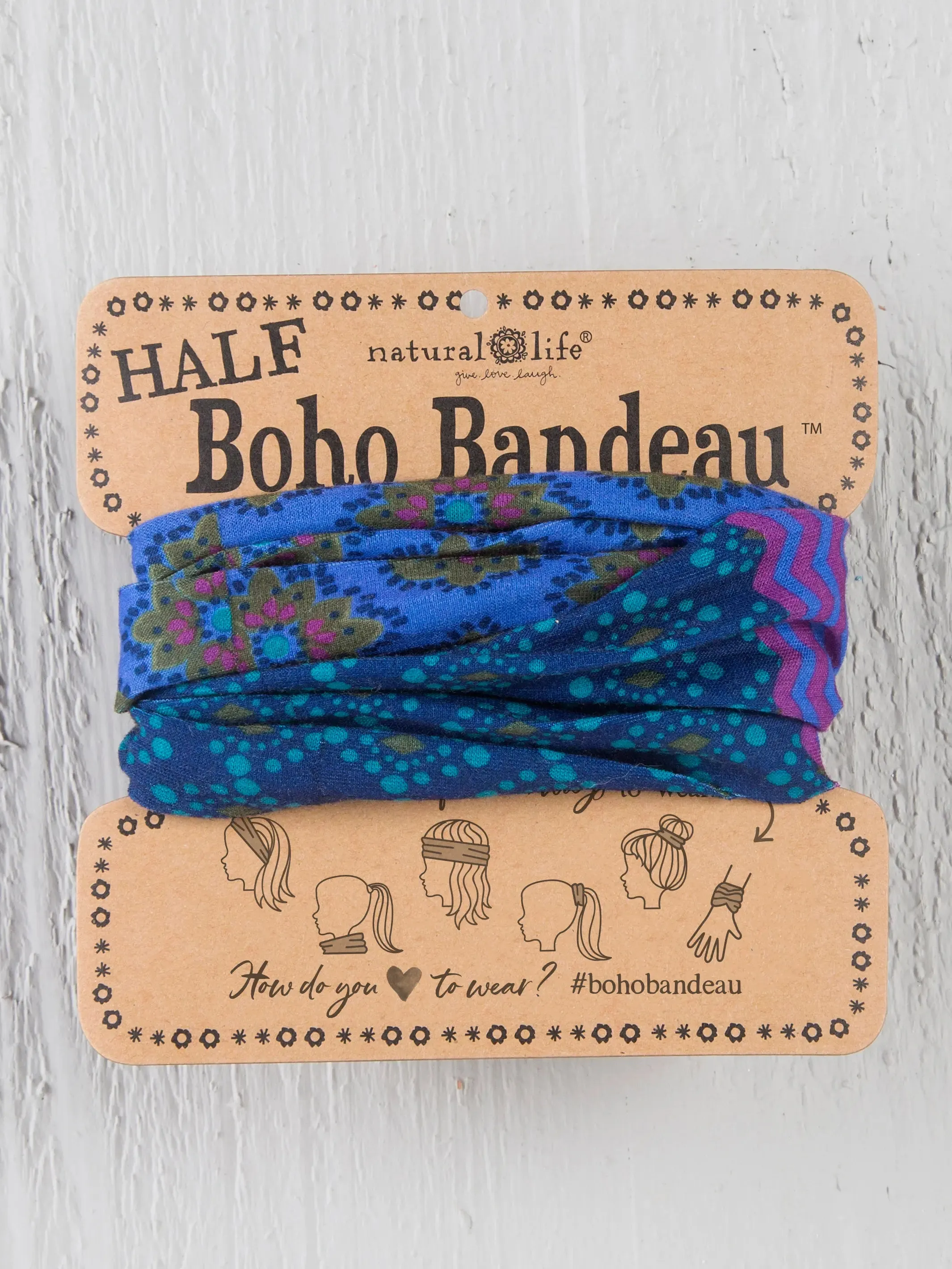 Half Boho Bandeau® Headband - Purple Teal Stripe