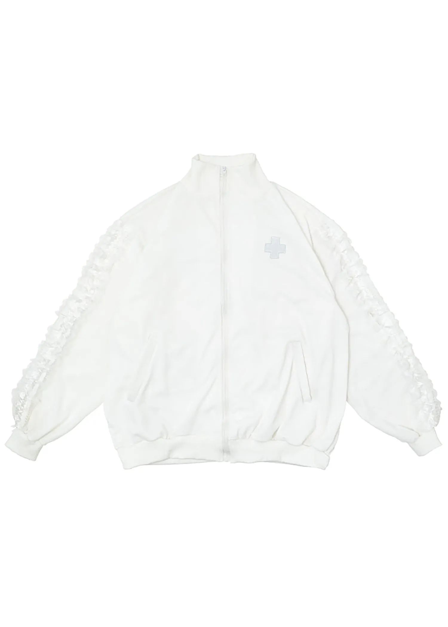 Healing Hearts Oversized Anime Zip Up Jacket in White