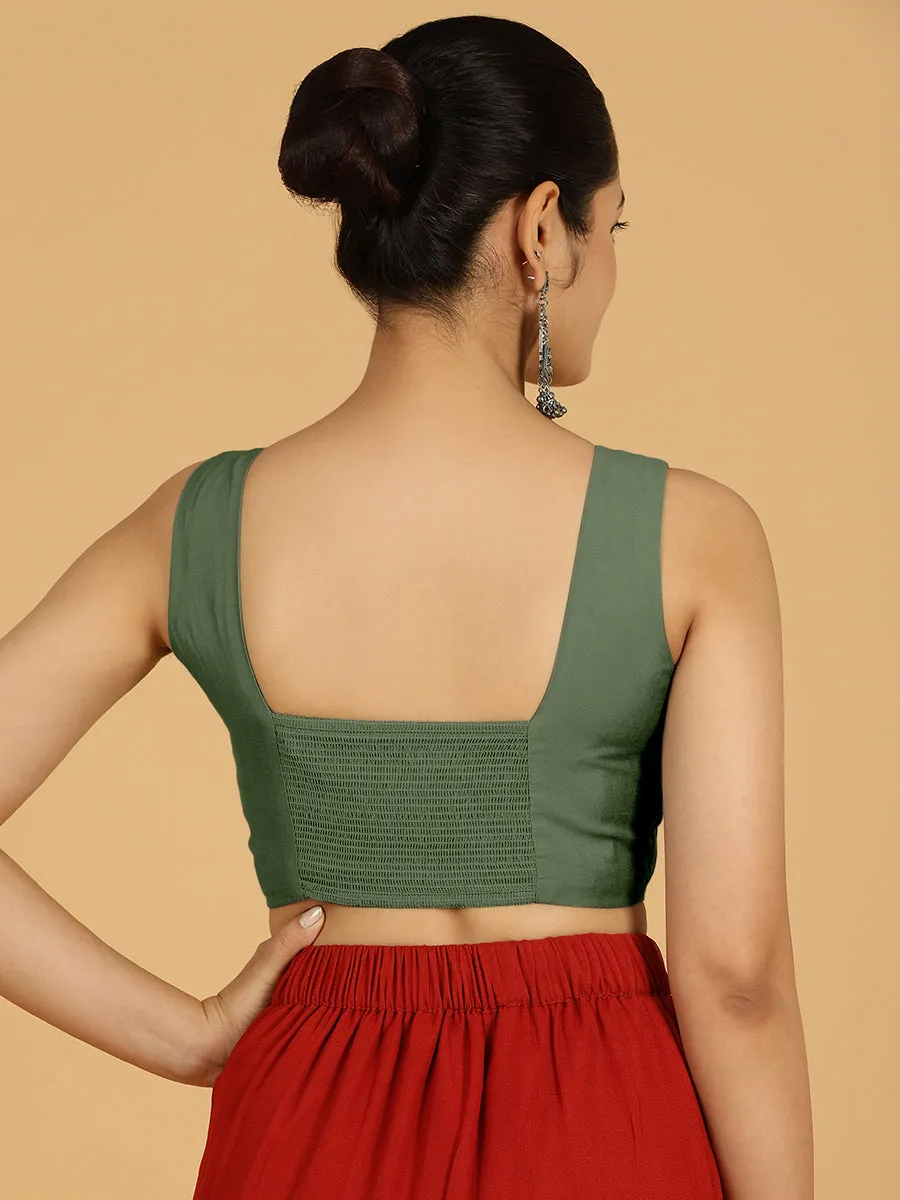 Hema x Rozaana |  Saree Blouse in Hunter Green