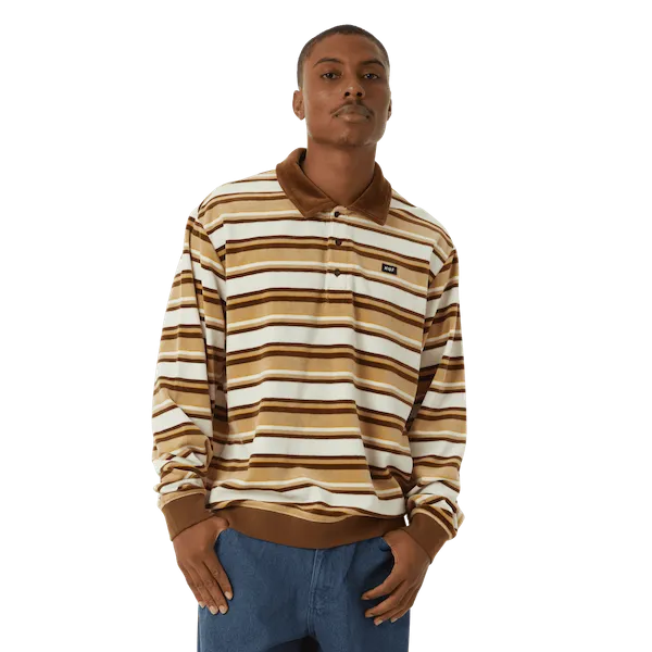 Huf Kramer L/S Velour Shirt - Oatmeal