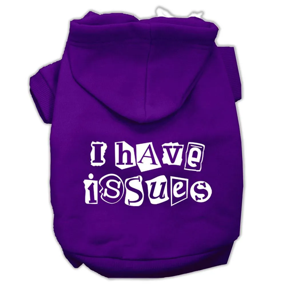 I Have Issues Screen Printed Dog Pet Hoodies Purple Size Lg (14)