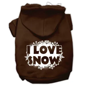 I Love Snow Screenprint Pet Hoodies Brown Size XXXL (20)