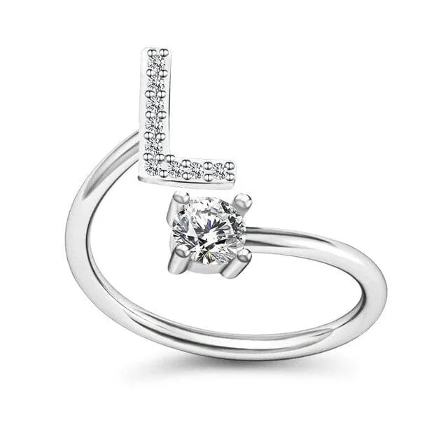 Initial Letter Alphabet A-Z Ring - 925 Sterling Silver