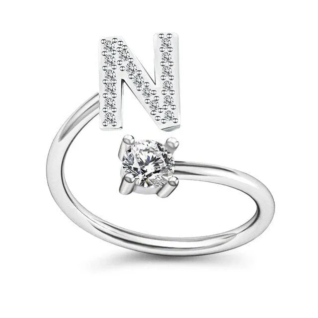 Initial Letter Alphabet A-Z Ring - 925 Sterling Silver