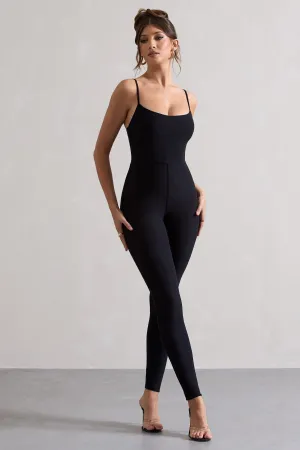 Kat | Black Strappy Skinny-Leg Unitard