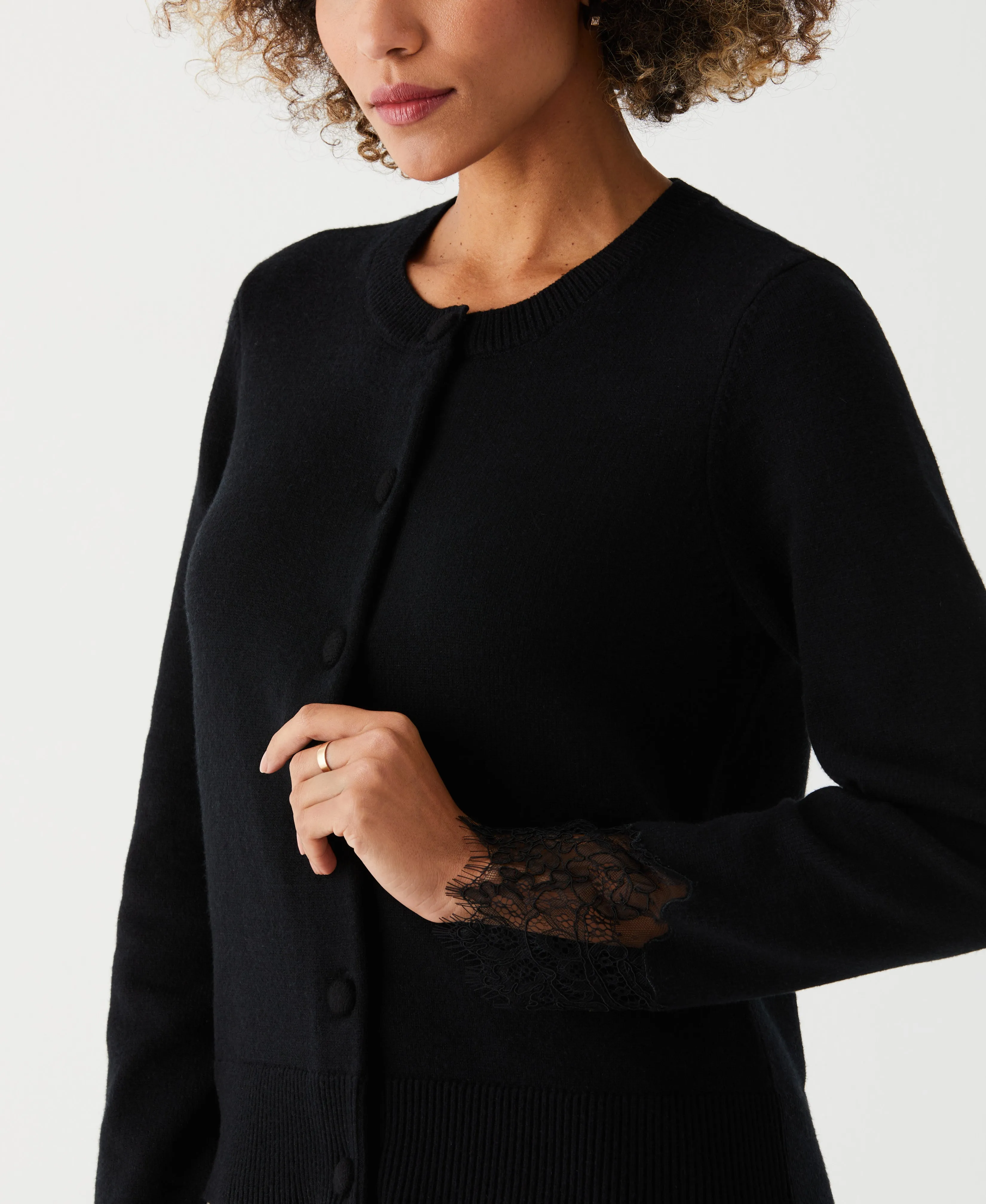 Lace Trim Button Cardigan