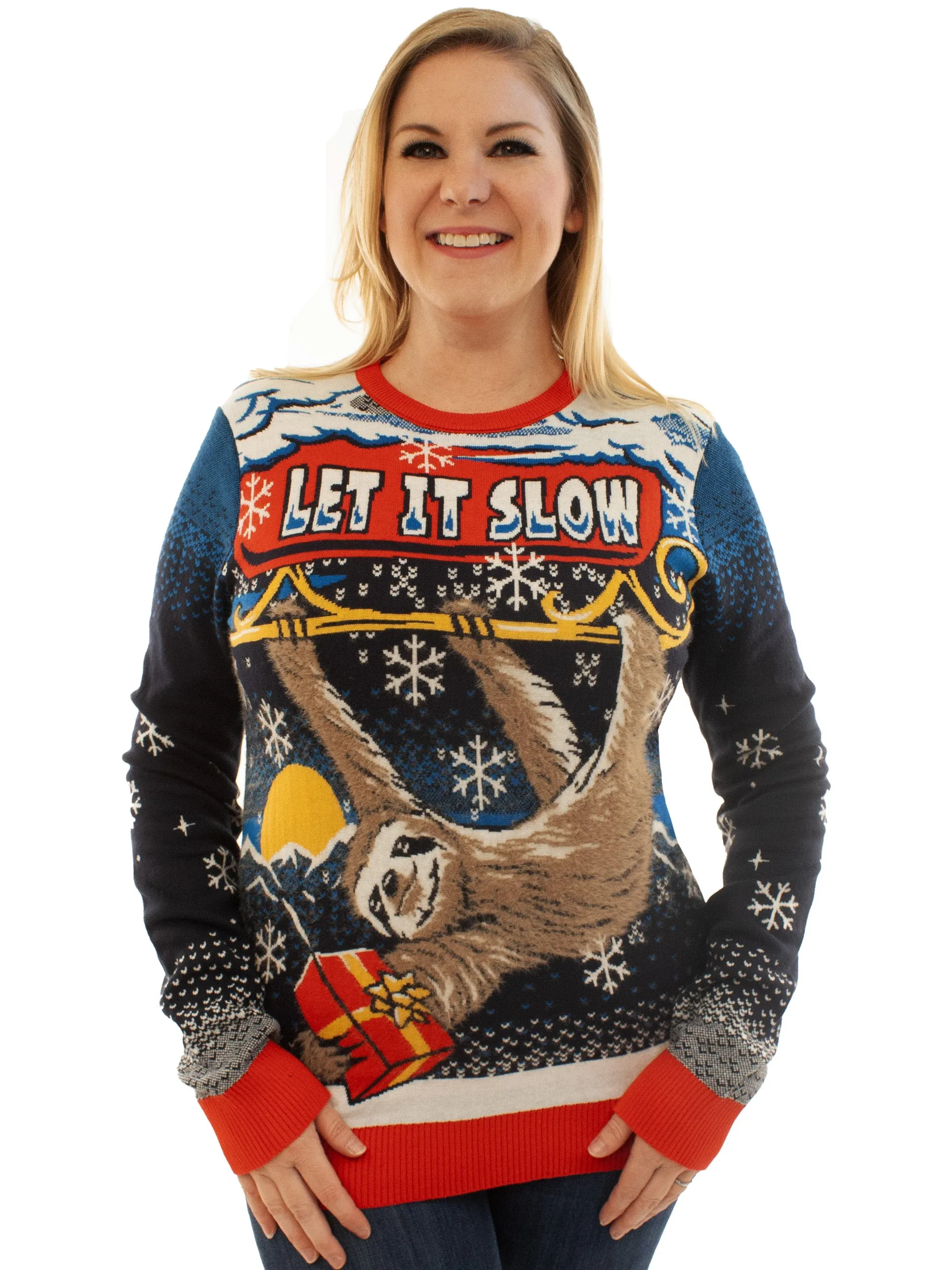 Let It Slow Sloth | Ugly Christmas Sweater For Men & Women | Unisex Sizing