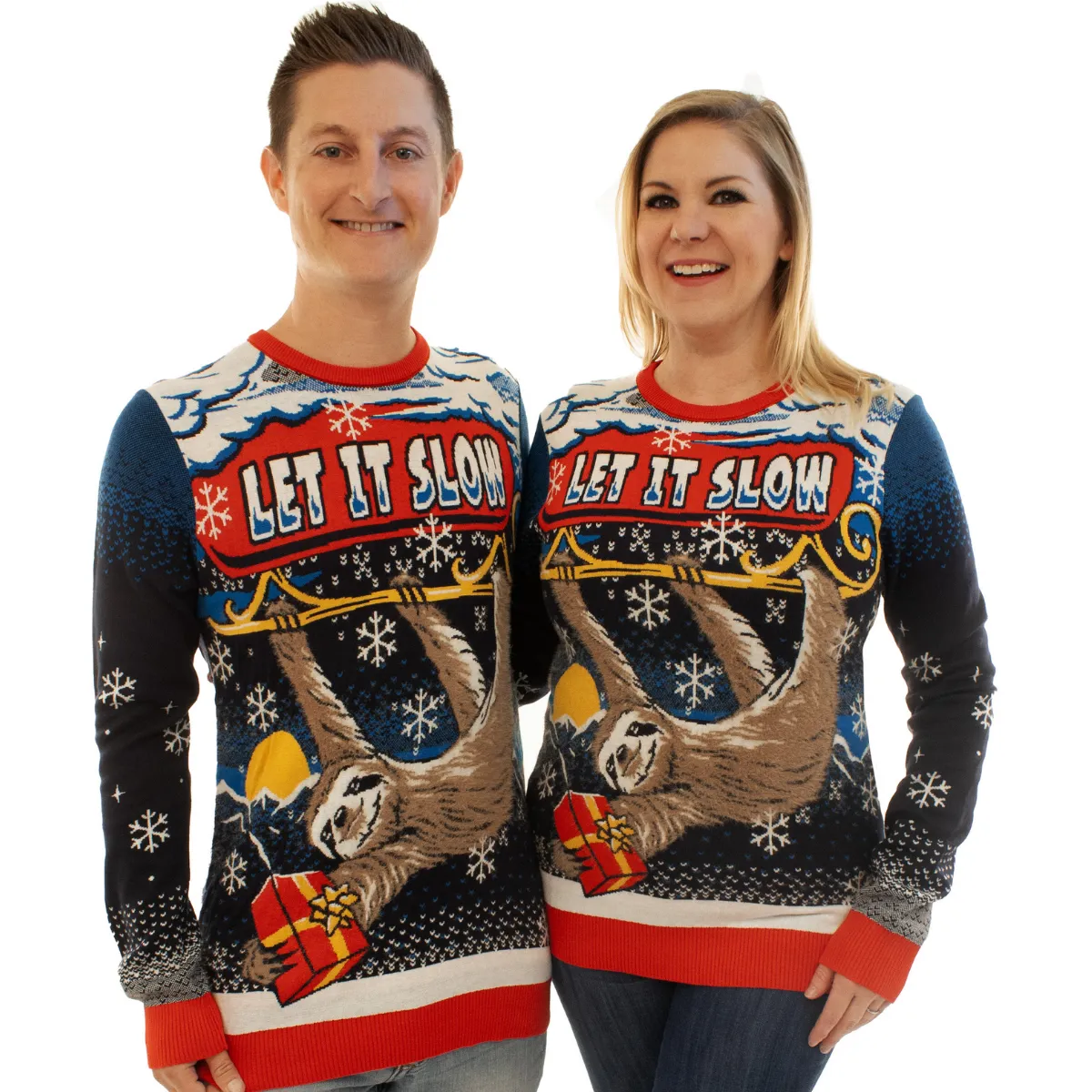 Let It Slow Sloth | Ugly Christmas Sweater For Men & Women | Unisex Sizing