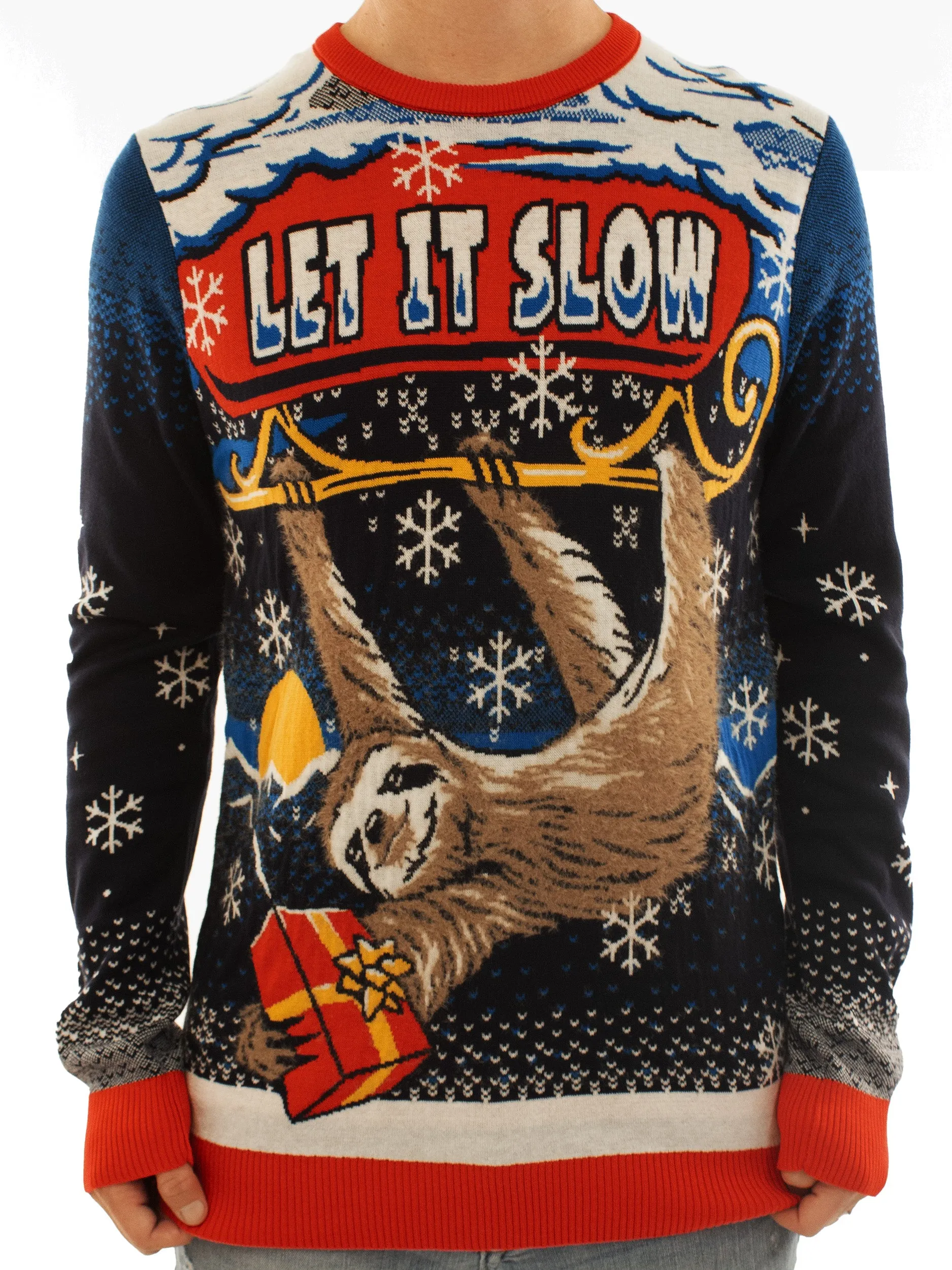 Let It Slow Sloth | Ugly Christmas Sweater For Men & Women | Unisex Sizing