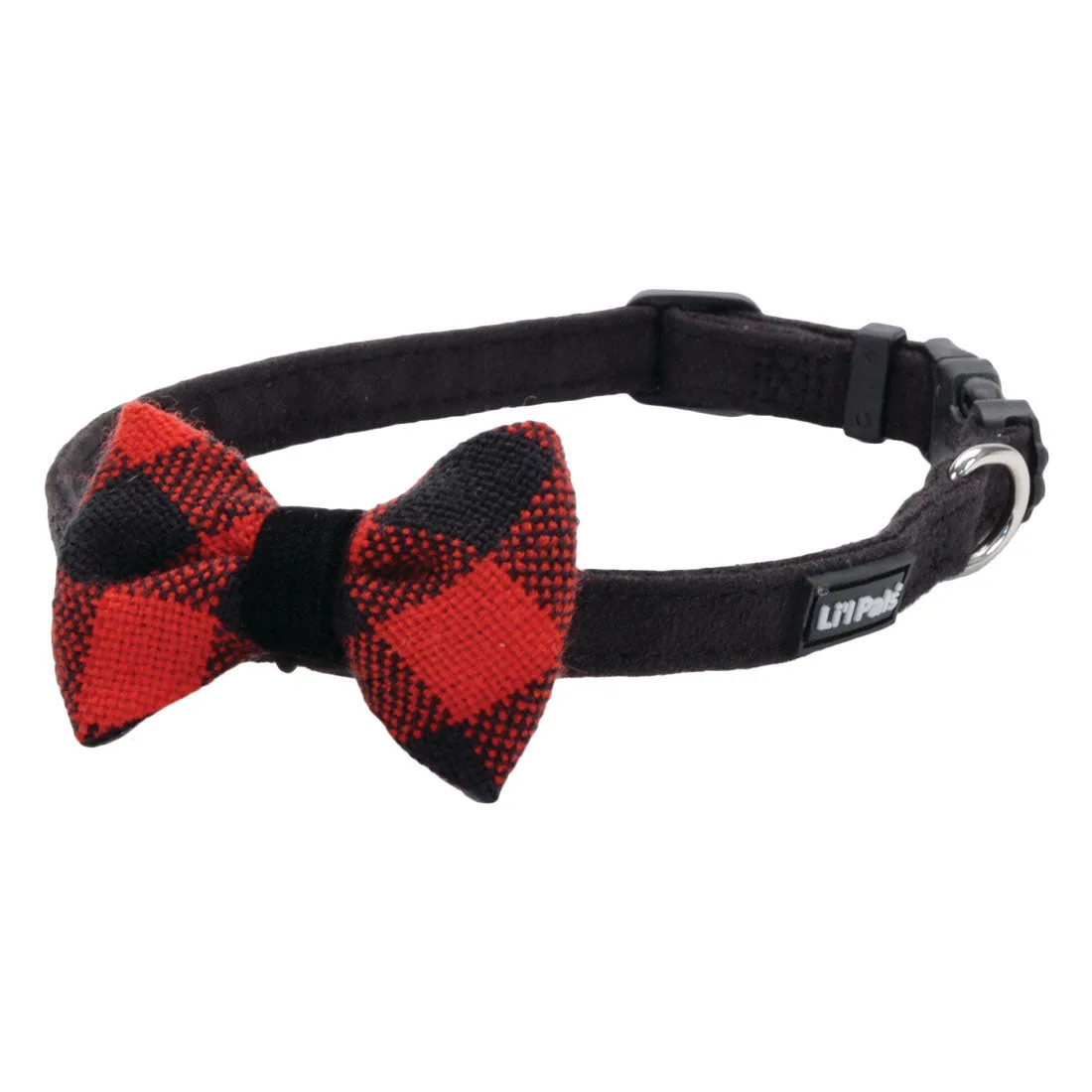 Li'l Pals Microfiber Collar, Black and Red Bowtie, Petite X-Small