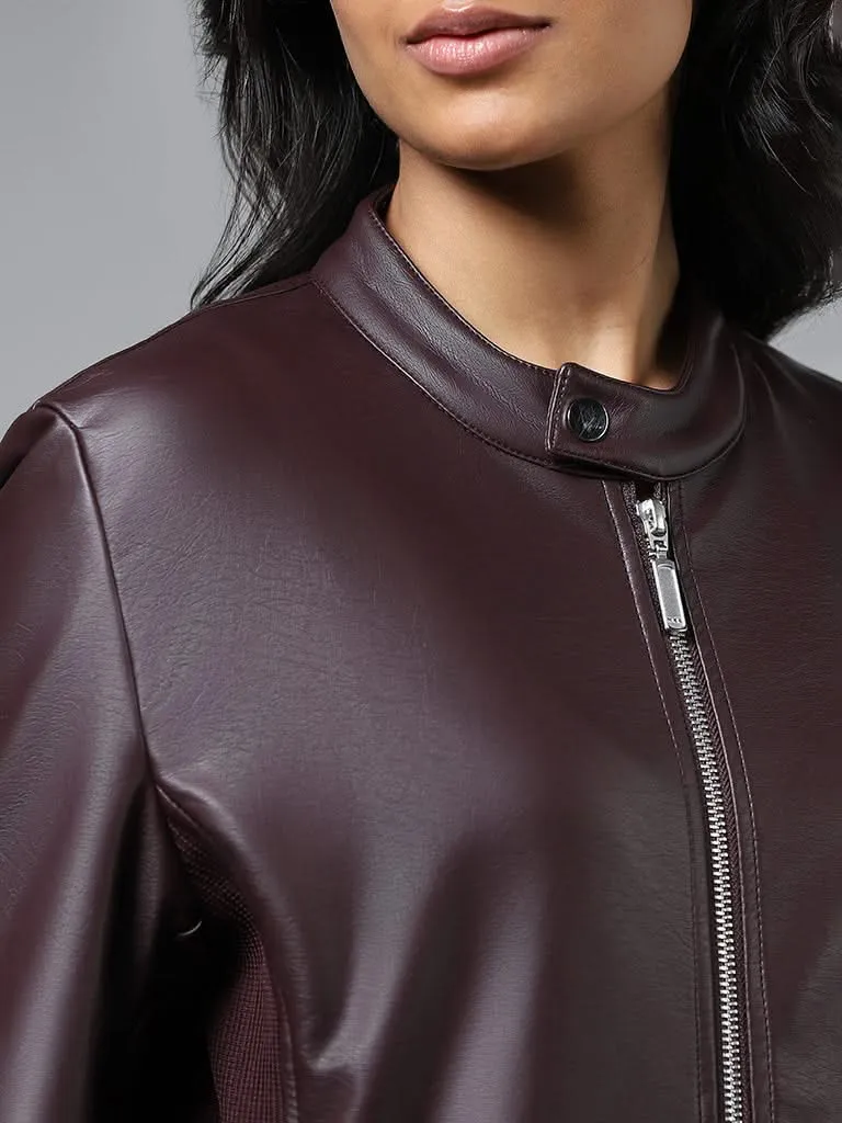 LOV Solid Wine Biker Jacket