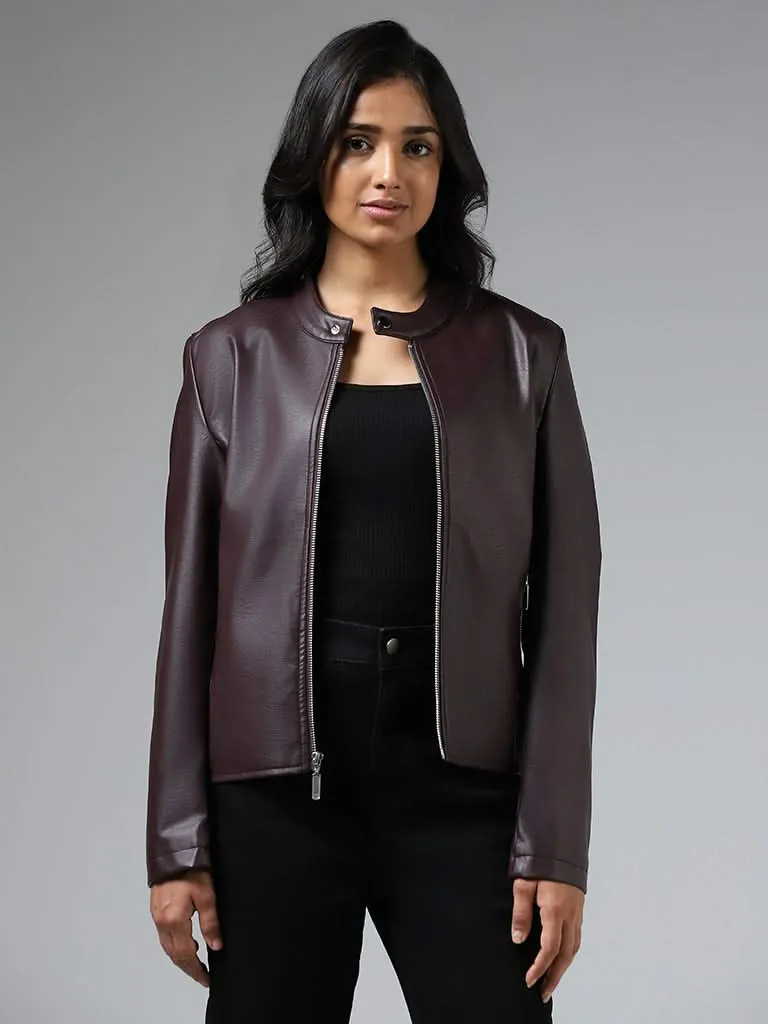 LOV Solid Wine Biker Jacket