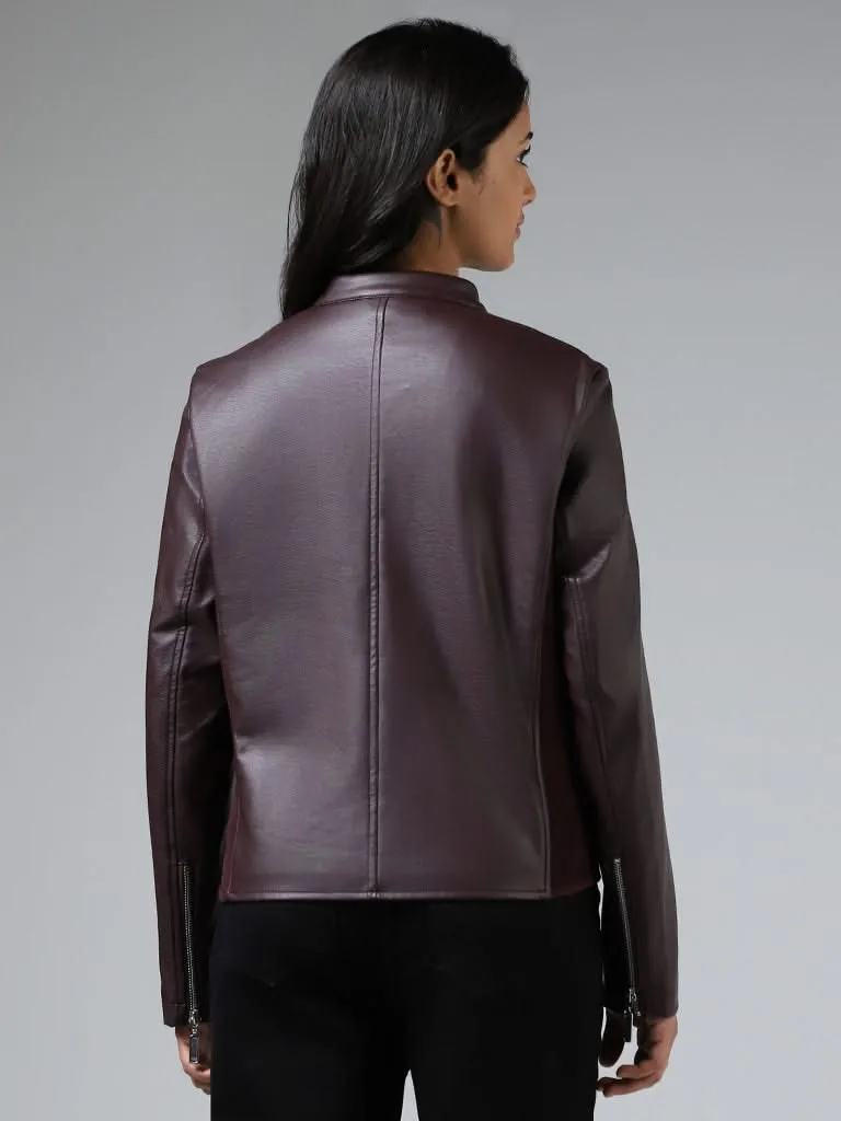 LOV Solid Wine Biker Jacket