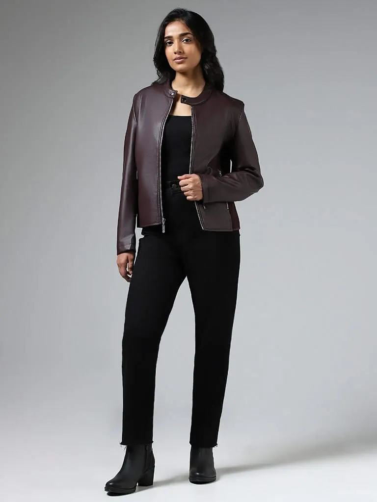 LOV Solid Wine Biker Jacket